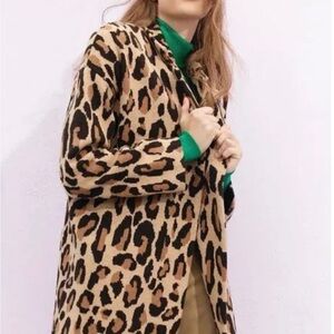 J crew and Demylee collab leopard wool sweater coat